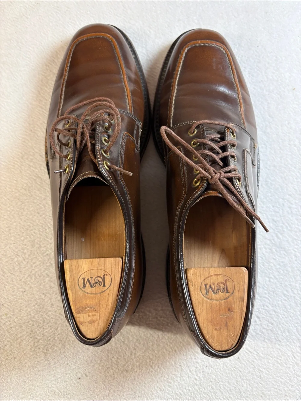 Johnston & Murphy Men's Dark Brown Leather Lace-Up Oxfords